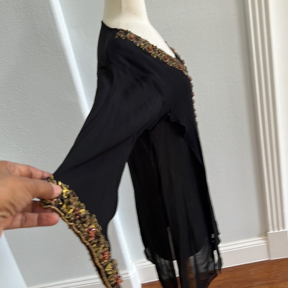 Long Sleeve Black Sequin Detail Tunic Blouse size M/L - Picture 3 of 10